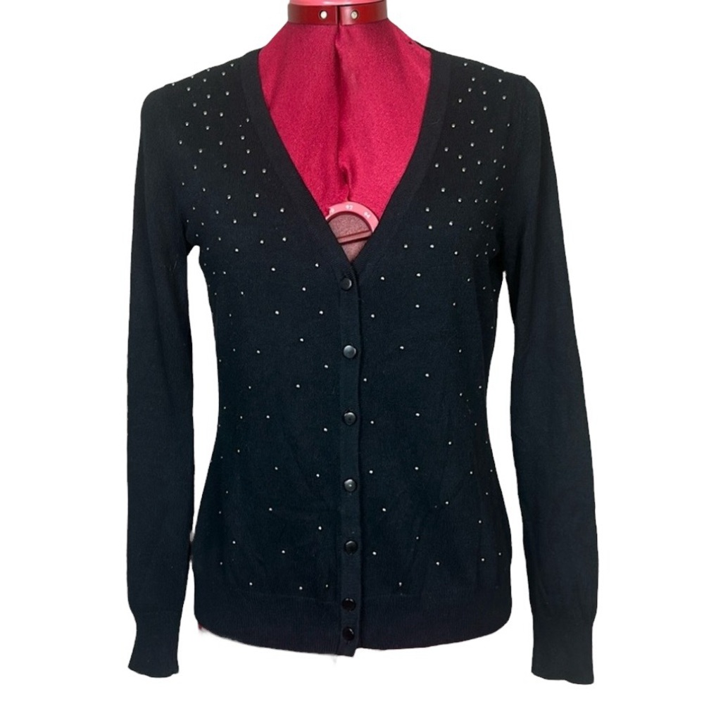 Merona cotton/rayon blend black long sleeve glitter cardigan